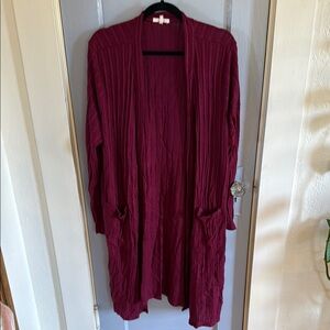 Maurices Red Open Front Cardigan Sweater